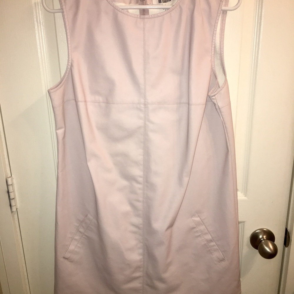 Never worn faux leather mini dress in blush.